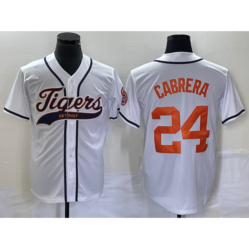 seanshop Detroit Tigers #24 Miguel Cabrera White  Cool Base Stitched Jersey