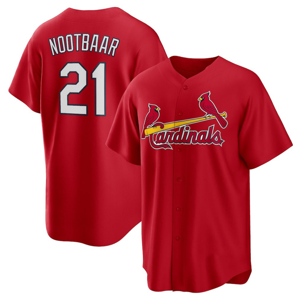 seanshop  St. Louis Cardinals #21 Lars Nootbaar Red  Big & Tall Alternate Replica Player Jersey