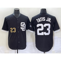 seanshop  San Diego Padres #23 Fernando Tatis Jr Number Black  2023 Cool Base Stitched Jersey