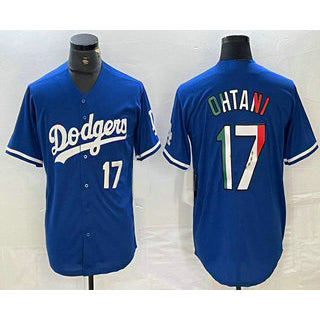 seanshop Los Angeles Dodgers #17 Shohei Ohtani Number Mexico Blue  Cool Base Stitched Jersey 2