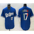 seanshop Los Angeles Dodgers #17 Shohei Ohtani Number Mexico Blue  Cool Base Stitched Jersey 2