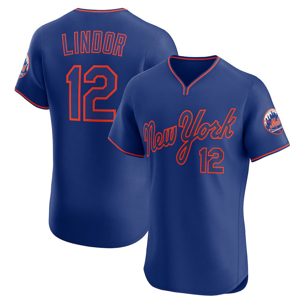 seanshop  New York Mets #12 Francisco Lindor Royal  Alternate 2 Elite Jersey