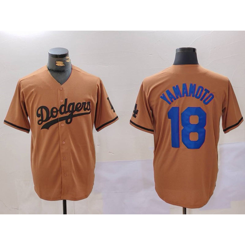 seanshop Los Angeles Dodgers #18 Yoshinobu Yamamoto Olive  Cool Base Limited Stitched Jersey
