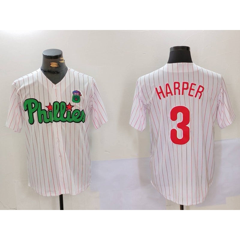 seanshop  Philadelphia Phillies #3 Bryce Harper White Green  Cool Base Stitched Jersey 2