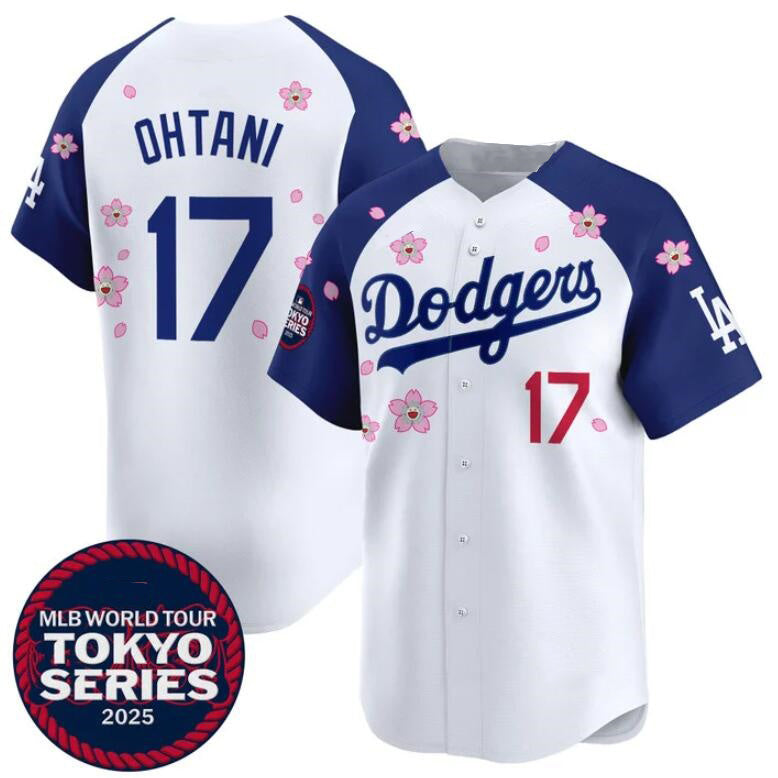 seanshop Los Angeles Dodgers #17 Shohei Ohtani White Royal  2025 Tokyo Series Limited Stitched Jersey