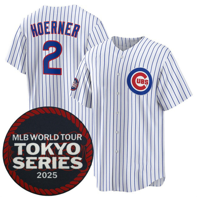 seanshop  Chicago Cubs #2 Nico Hoerner White  2025 World Tour Tokyo Series Home Stitched Jersey