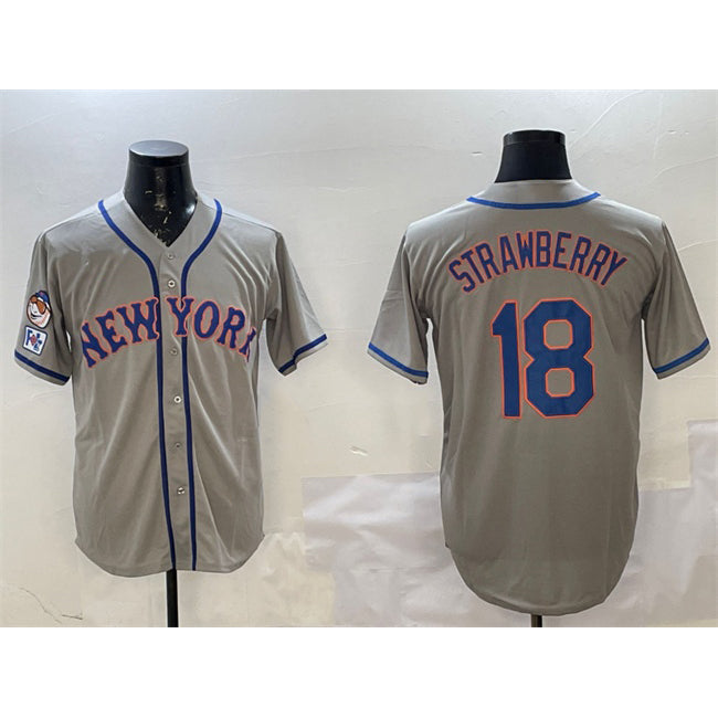 seanshop  New York Mets #18 Darryl Strawberry Grey  2025 Spring Training Cool Base Stitched Jersey