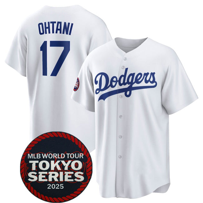 seanshop Los Angeles Dodgers #17 Shohei Ohtani White  2025 World Tour Tokyo Series Home Stitched Jersey