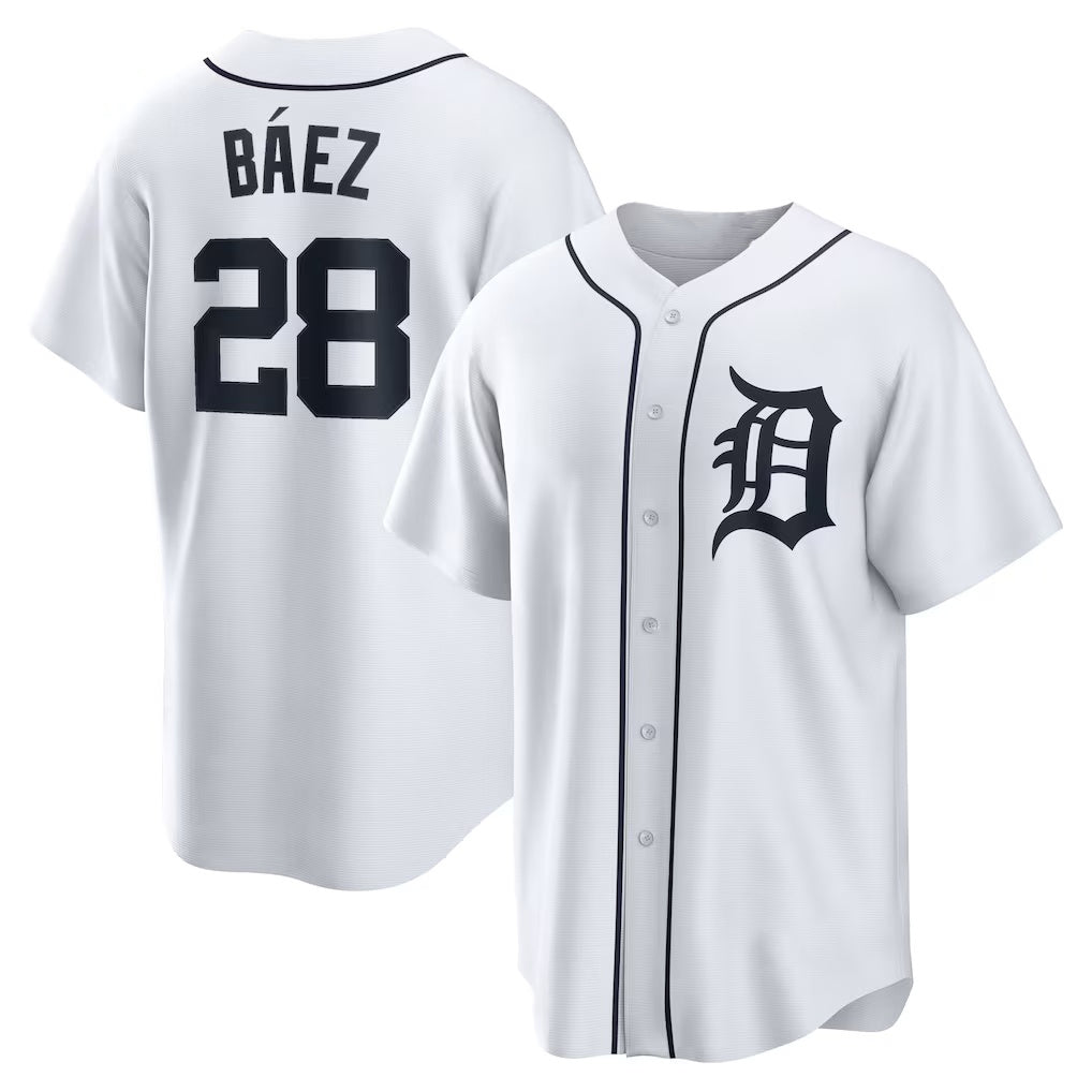 seanshop Detroit Tigers #28 Javier Baez White  Home Replica Player Jersey