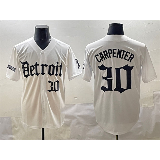 seanshop Detroit Tigers #30 Kerry Carpenter White  'Motor Gothic Edition' Vapor Premier Limited Stitched Jersey