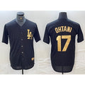 seanshop Los Angeles Dodgers #17 Shohei Ohtani Black Gold  Cool Base Stitched Jersey