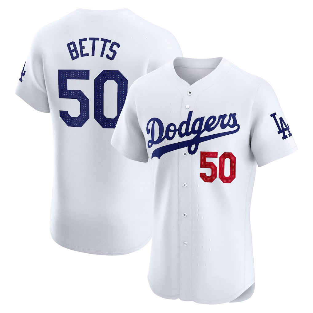 seanshop Los Angeles Dodgers #50 Mookie Betts White  Home Elite Jersey