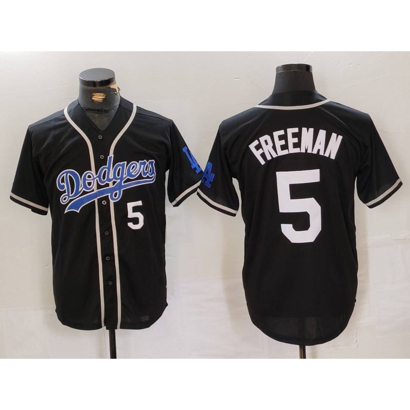 seanshop Los Angeles Dodgers #5 Freddie Freeman Number Black  Cool Base With Patch Stitched Jerseys