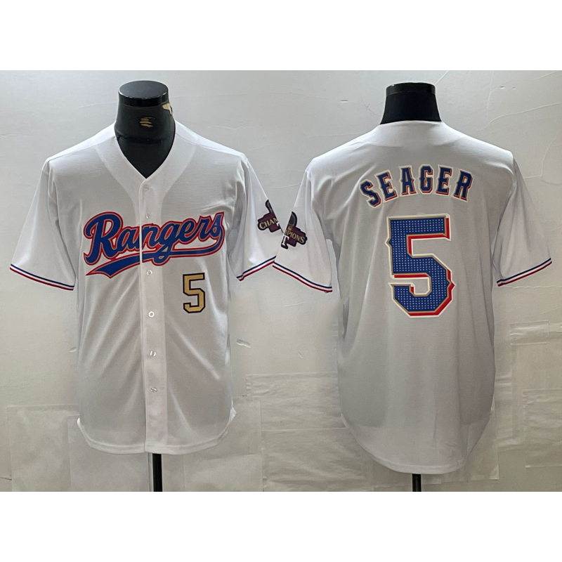 seanshop  Texas Rangers #5 Corey Seager Number White  2023 World Series Champions Cool Base Jerseys
