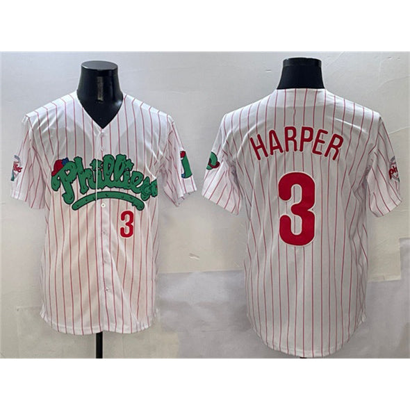 seanshop  Philadelphia Phillies #3 Bryce Harper White  Phanatic Limited Stitched Jersey 2