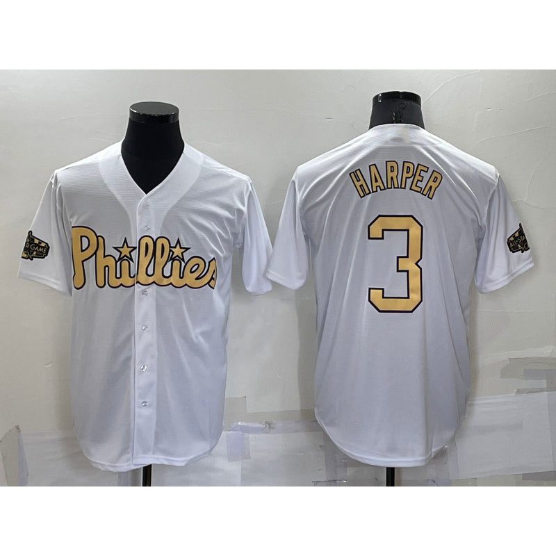 seanshop  Philadelphia Phillies #3 Bryce Harper White  2022 All Star Stitched Cool Base Jersey