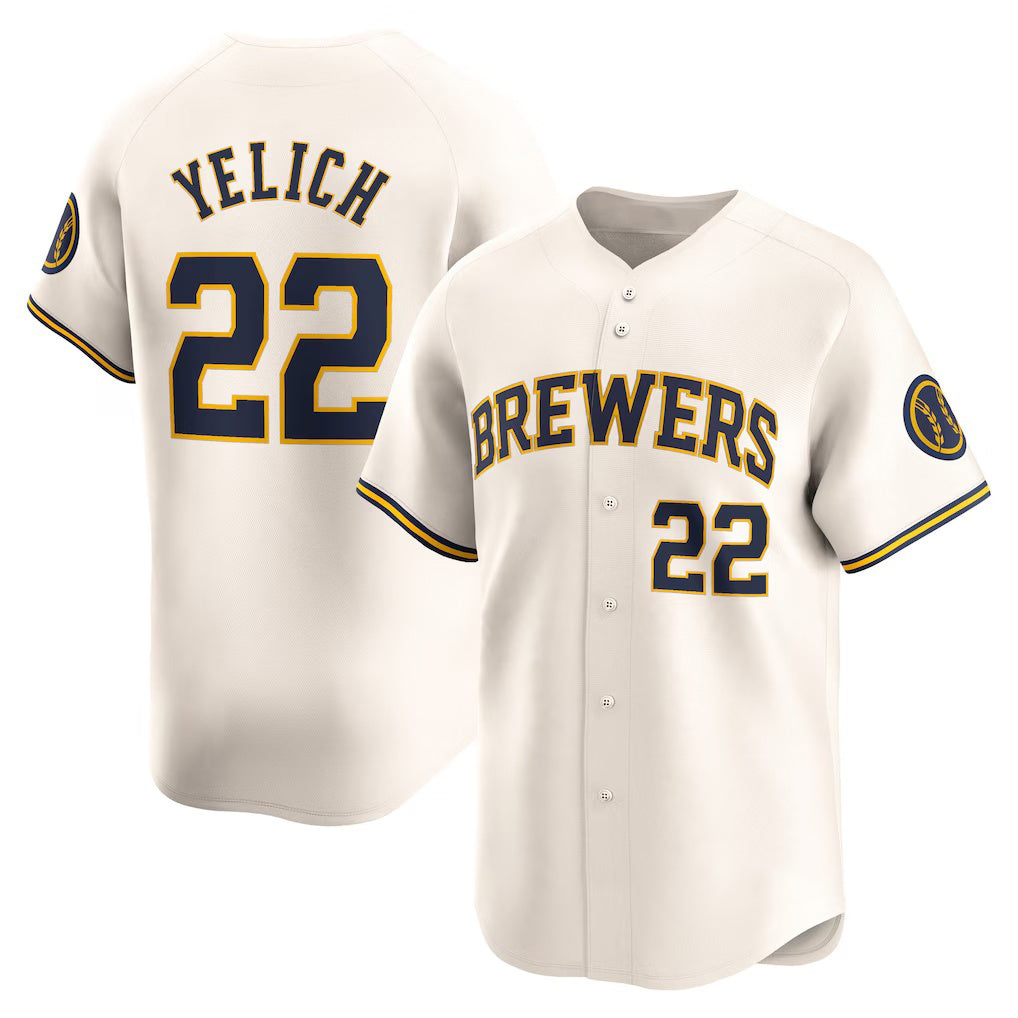 seanshop    Milwaukee Brewers #22 Christian Yelich Cream  Home Limited Player Jersey