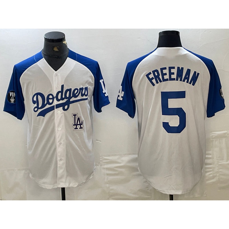 seanshop Los Angeles Dodgers #5 Freddie Freeman White Blue  Fashion Stitched Cool Base Limited Jersey 2