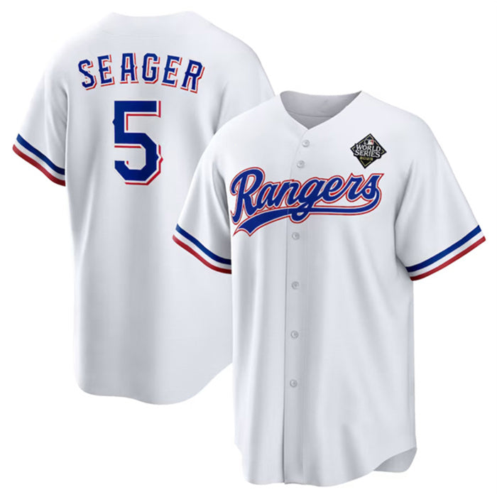 seanshop  Texas Rangers #5 Corey Seager White  2023 World Series Stitched Jersey