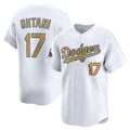 seanshop Los Angeles Dodgers #17 Shohei Ohtani White  2025 Gold Collection Limited Stitched Jersey