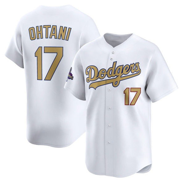 seanshop Los Angeles Dodgers #17 Shohei Ohtani White  2025 Gold Collection Limited Stitched Jersey