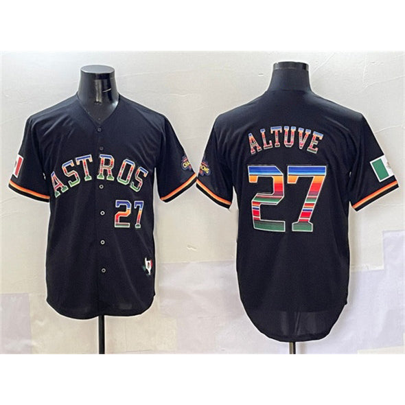 seanshop Houston Astros #27 Jose Altuve Black  Mexico With World Serise Champions Patch Cool Base Stitched Jersey