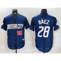 seanshop Detroit Tigers #28 Javier Baez Number 2024 Navy  City Connect Cool Base Limited Stitched Jersey