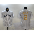 seanshop  New York Yankees #2 Derek Jeter White  Pinstripe Fashion Cool Base Jersey 2