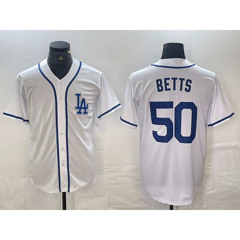 seanshop Los Angeles Dodgers #50 Mookie Betts White  Cool Base Stitched Jersey