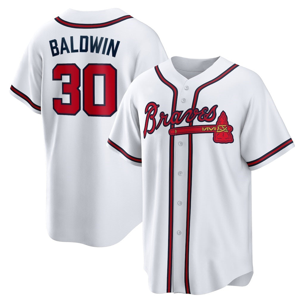 seanshop Atlanta Braves #30 Drake Baldwin White  Home Replica Jersey