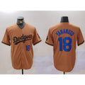 seanshop Los Angeles Dodgers #18 Yoshinobu Yamamoto Number Olive  Cool Base Limited Stitched Jerseys