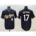 seanshop Los Angeles Dodgers #17 Shohei Ohtani Black Gold  Stitched Cool Base Jersey 2