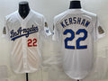 seanshop Los Angeles Dodgers #22 Clayton Kershaw White  2026 Gold Collection 9x & B2B Champs Patch Stitched Jersey