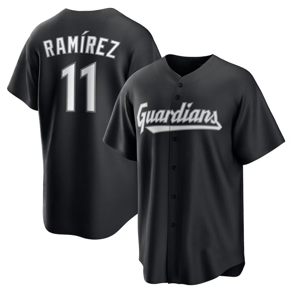 seanshop  Cleveland Guardians #11 Jos¨¦ Ram¨ªrez Black  Replica Player Jersey