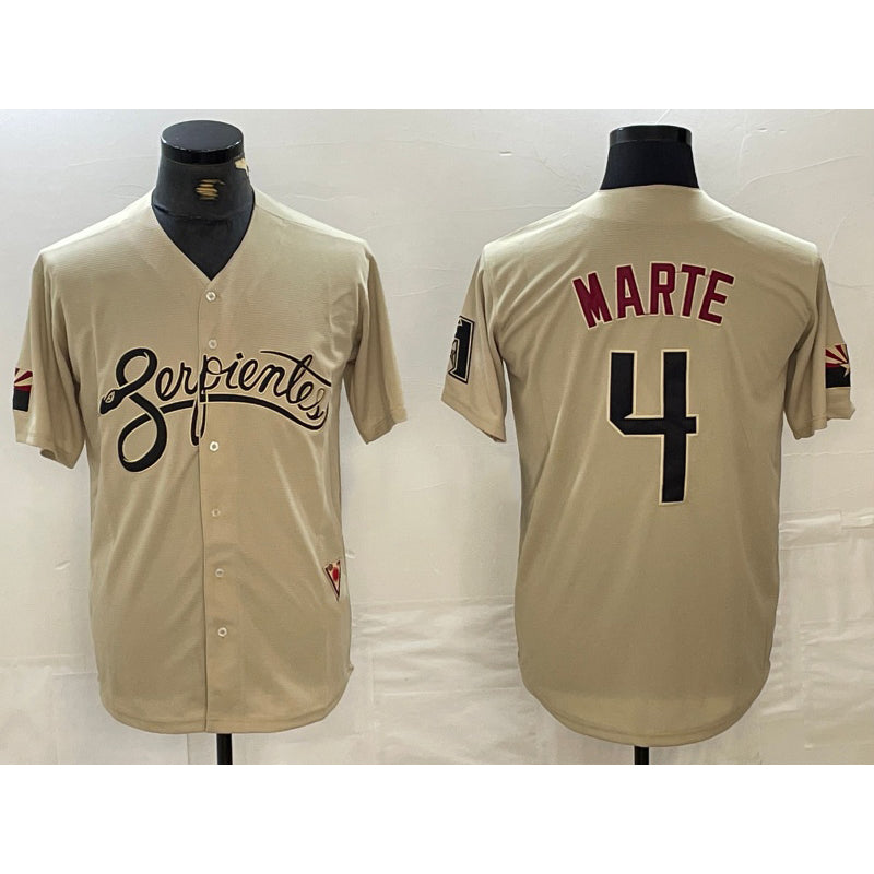 seanshop  Arizona Diamondback #4 Ketel Marte 2021 Gold  City Connect Cool Base Stitched Jersey
