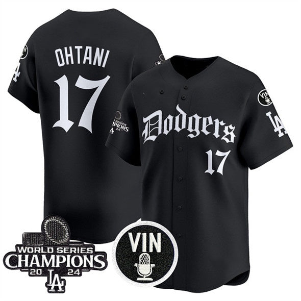 seanshop Los Angeles Dodgers #17 Shohei Ohtani Black  Mexico 2025 LA Gothic Style With Vin And 2024 World Series Champions Patch Vapor Premier Limited Stitched Jersey