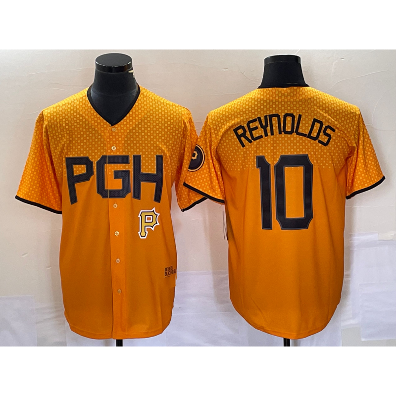 seanshop  Pittsburgh Pirates #10 Bryan Reynolds Gold  2023 City Connect Stitched Jersey 2