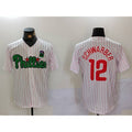 seanshop  Philadelphia Phillies #12 Kyle Schwarber White Green  Cool Base Stitched Jersey 2