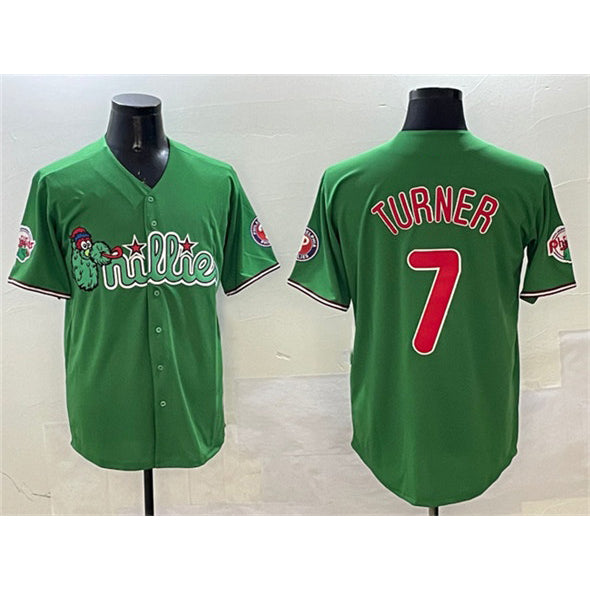 seanshop  Philadelphia Phillies #7 Trea Turner Green  Phanatic Limited Stitched Jersey