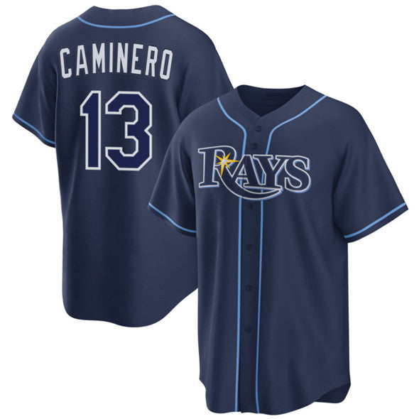 seanshop  Tampa Bay Rays #13 Junior Caminero Navy  Cool Base Stitched Jersey