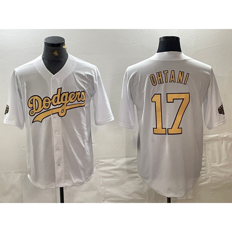 seanshop Los Angeles Dodgers #17 Shohei Ohtani White  2022 All Star Stitched Cool Base Jersey