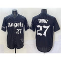 seanshop Los Angeles Angels #27 Mike Trout Black  'Gothic Halo Edition' Vapor Limited Stitched Jersey