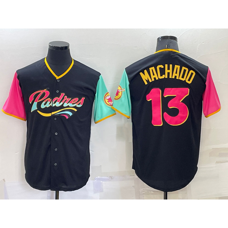 seanshop  San Diego Padres #13 Manny Machado Black  2022 City Connect Cool Base Stitched Jersey