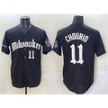 seanshop    Milwaukee Brewers #11 Jackson Chourio Black  'Gothic 414 Shadows Edition' Vapor Premier Limited Stitched Jersey