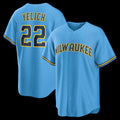 seanshop    Milwaukee Brewers #22 Christian Yelich Light Blue  Road Replica Jersey