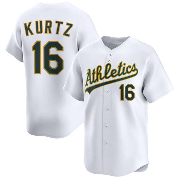 seanshop  Oakland Athletics  #16 Nick Kurtz White  2024 Home Limited Stitched Jersey