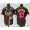 seanshop  San Diego Padres #13 Manny Machado Number Brown  NEW 2023 City Connect Cool Base Stitched Jersey