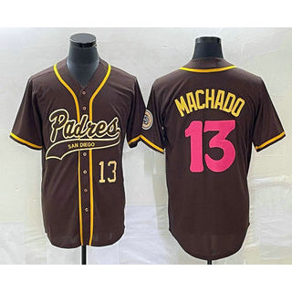 seanshop  San Diego Padres #13 Manny Machado Number Brown  NEW 2023 City Connect Cool Base Stitched Jersey