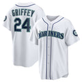 seanshop  Seattle Mariners #24 Ken Griffey Jr. White  Home Replica Jersey