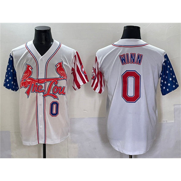 seanshop  St. Louis Cardinals #0 Masyn Winn White  Independence Day Vapor Premier Limited Stitched Jersey